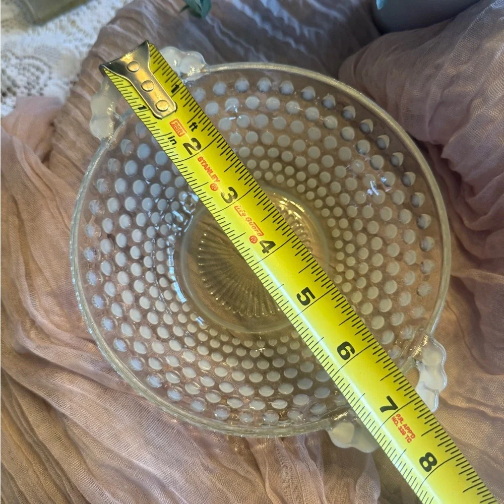 Vintage Hobnail Milk Glass Double Handle Bowl Farmhouse Cottage Decor